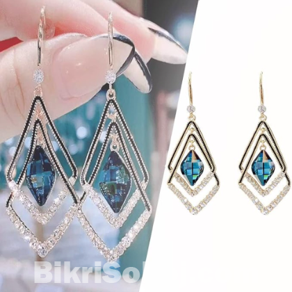 Fashion Rhombus Sapphire Earrings